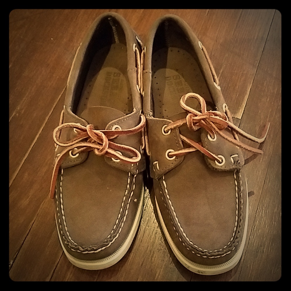 Dark Brown Sebago Leather Boat Shoes